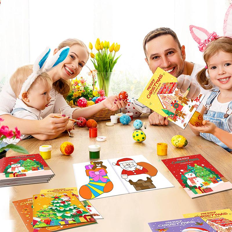 

16 Рождественских раскрасок оптом для детских праздничных сувениров, Рождественские мини-раскраски, Набор книг для рисования и творчества своими руками для рождественской вечеринки