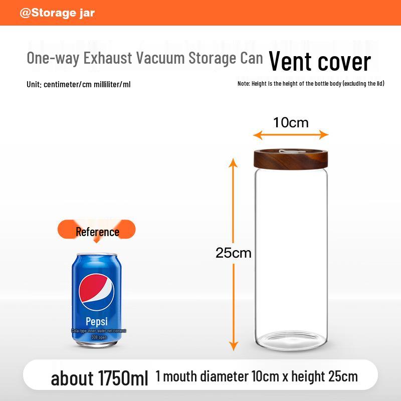 Glass Airtight Coffee Bean Jar with One-Way Vent and Wooden Lid for Food Storage and Preservation