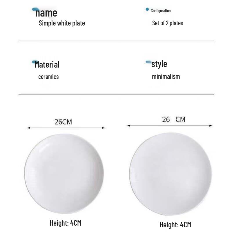 Ceramic Underglaze White Deep Dinner Plates