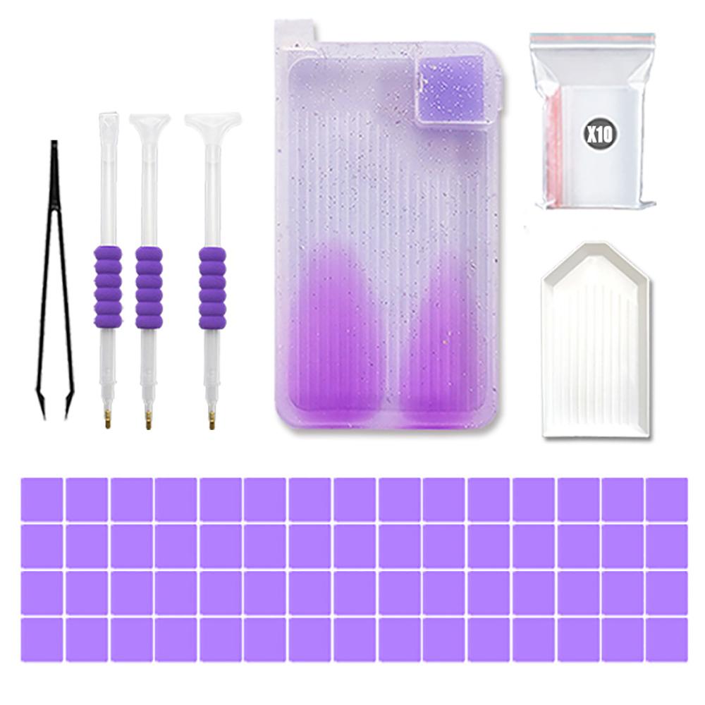 Diamond Painting Tablett Kunstset mit Punktbohrstiften, Bohreraufbewahrungstablett, Pinzette, Klebewachs, Bastelwerkzeuge für Diamond Painting Zubehör