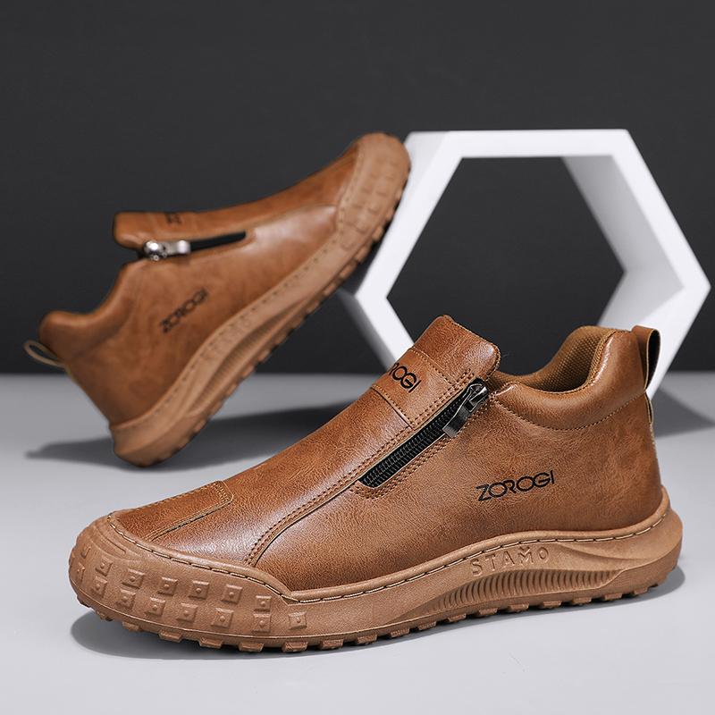 Fashion Men's Casual Shoes Outdoor Lightweight Man Ankle Boots Breathable Leather Walking Sneakers Anti Slip Leisure Short Boots