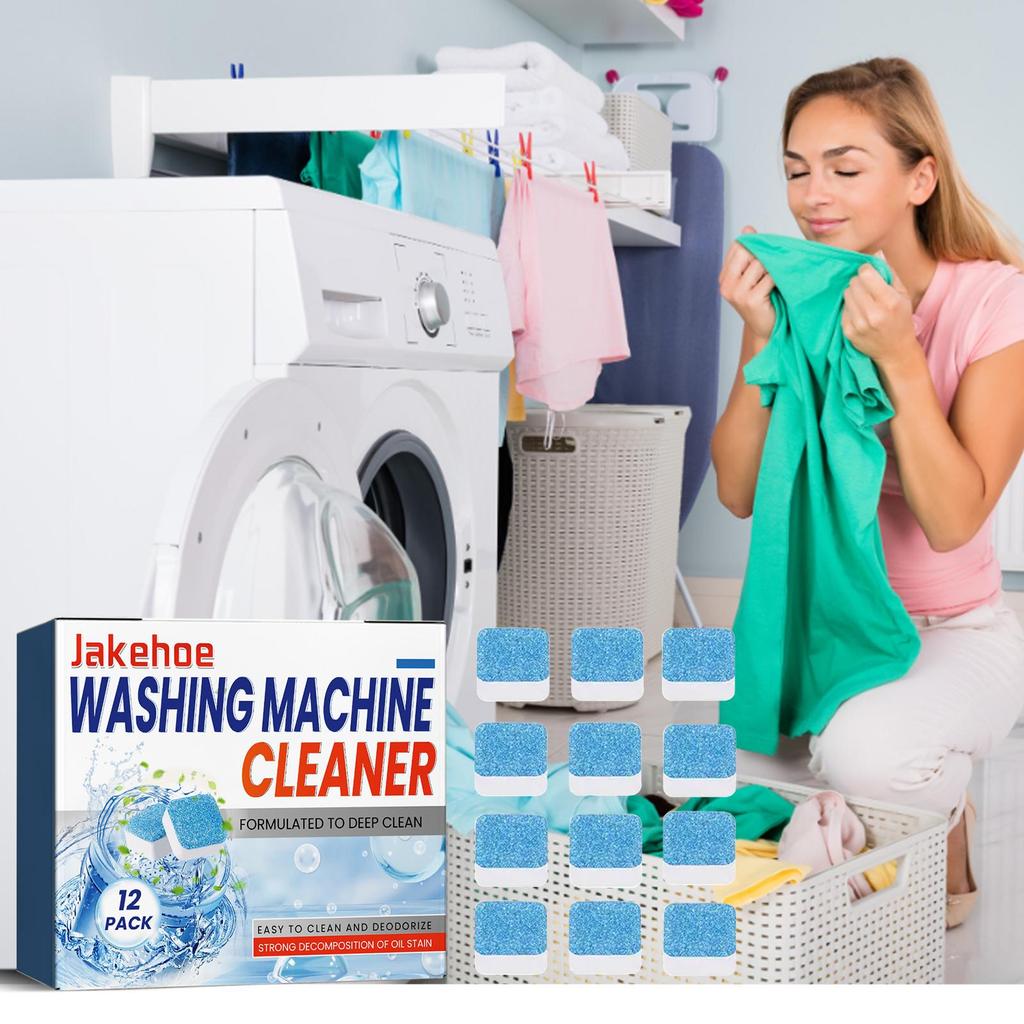 Jakehoe washing machine cleaning effervescent tablets decontamination and descaling fresh fragrance roller wave wheel universal 12pcs