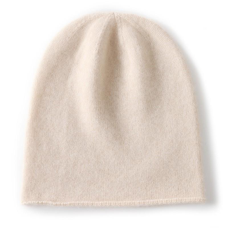 One-piece Thin Cashmere Knit Beanie Unisex Solid Color Versatile Warm Ear Protection Cold Hat