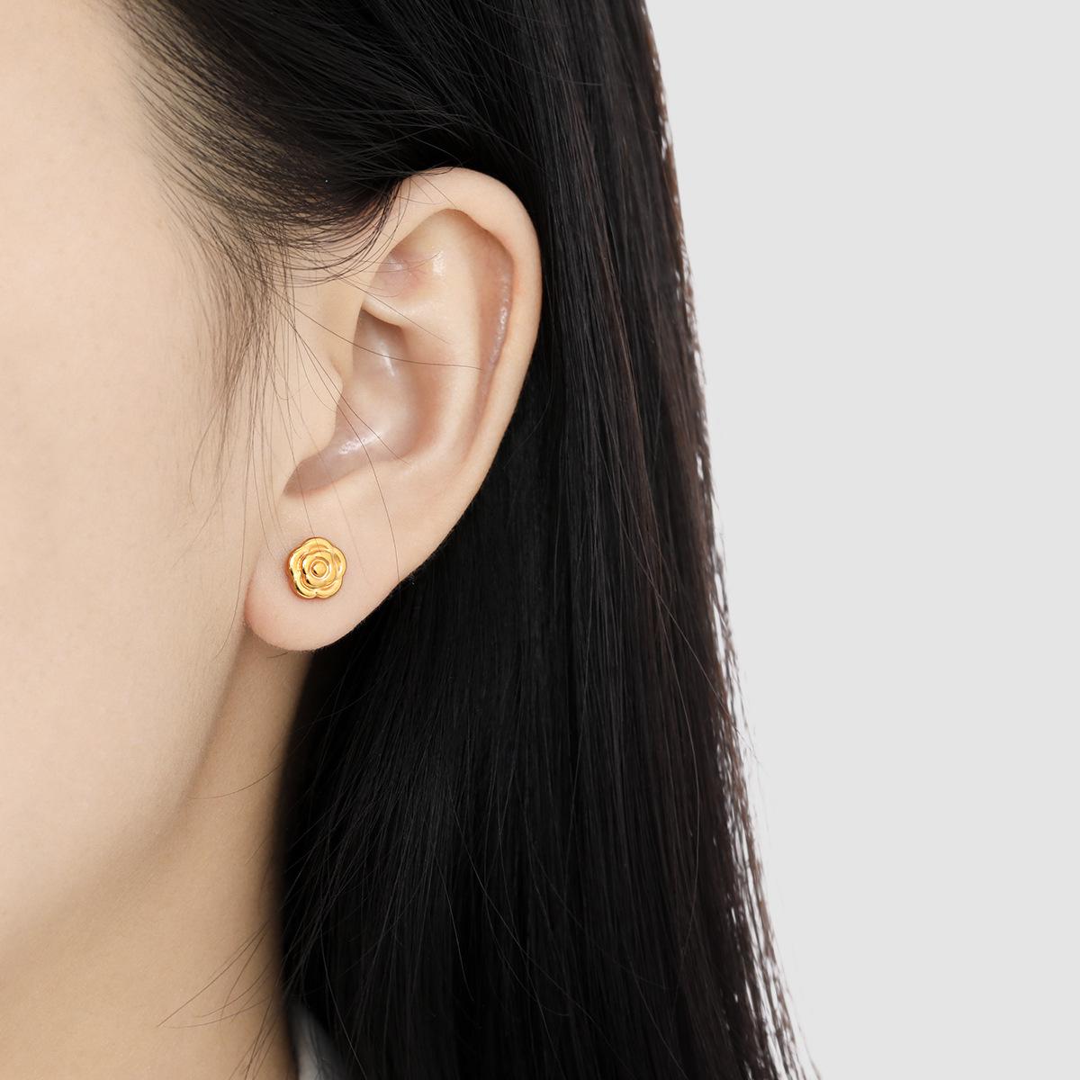 

Корейские серьги-каффы из титановой стали цвета розового золота для пирсинга хряща - Стильный, универсальный женский модный аксессуар