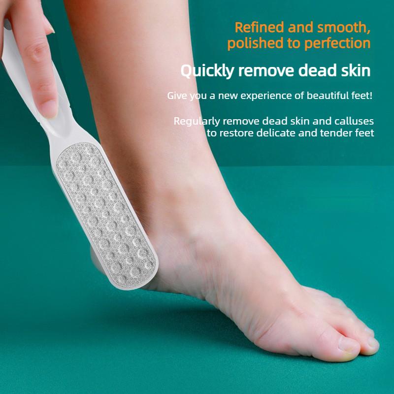 Ouriner Double-Sided Foot & Hand Stone Remover Tool with Plastic Handle Remover for Heels Toenails Cuticles Pedicure Manicure