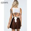 Solid Color Skirt High Waist Fashion One Piece Lace Up Short Skirt Chiffon SATIN Wrap Skirt