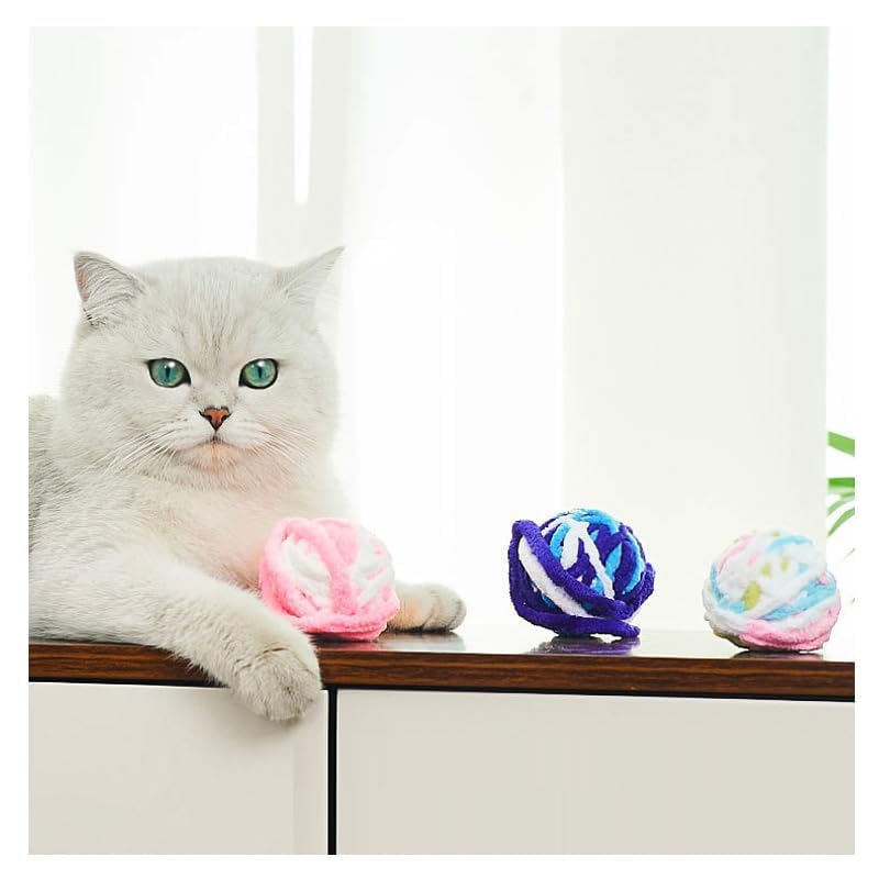 Nyankoro Míč Kočka Vlněný Míč se Sadou Měkkých Pastelů Lze Kutálet a Hrát si Hraje Získej Kočku Bezpečné pro Vnitřní Použití Vydává Cinkání Kočky Jsou Z něj Šílené