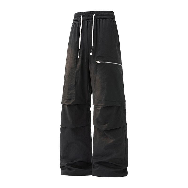 American pleated tooling men's pants summer trend youth large size men's casual trousers personalized loose pants