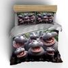 "Cartoon Hippo Trio Decor Set" Soft Comfortable Duvet Cover Bedding Set Included 1*Duvet Cover & 2*Pillowcases, gift
