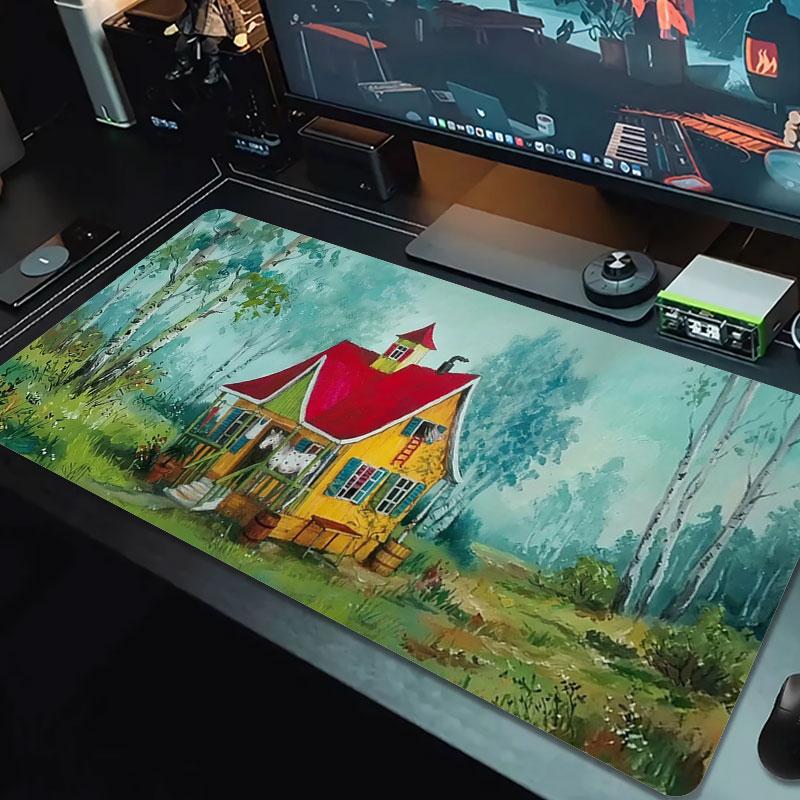 Colorful Dreamscape Large Size Mouse Pad Large Gaming Table Cushion Nonslip Laptop Tablet Big Mousepad Xxl Mat Mini Pc Playmat With Lock Edge