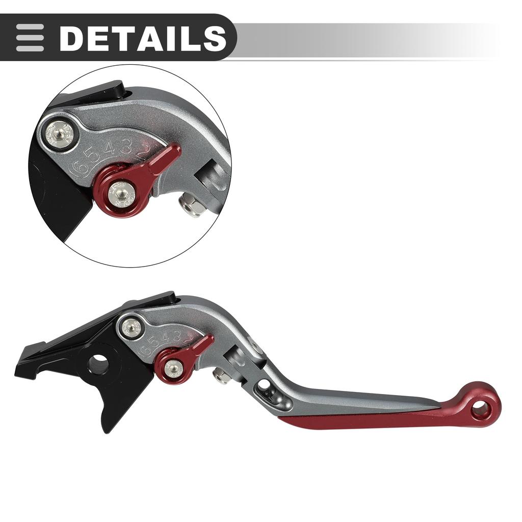 Motoforti Clutch and Brake Levers for Honda CB1300 2003-2010, Aluminum Alloy, Titanium Tone Red, 1 Pair