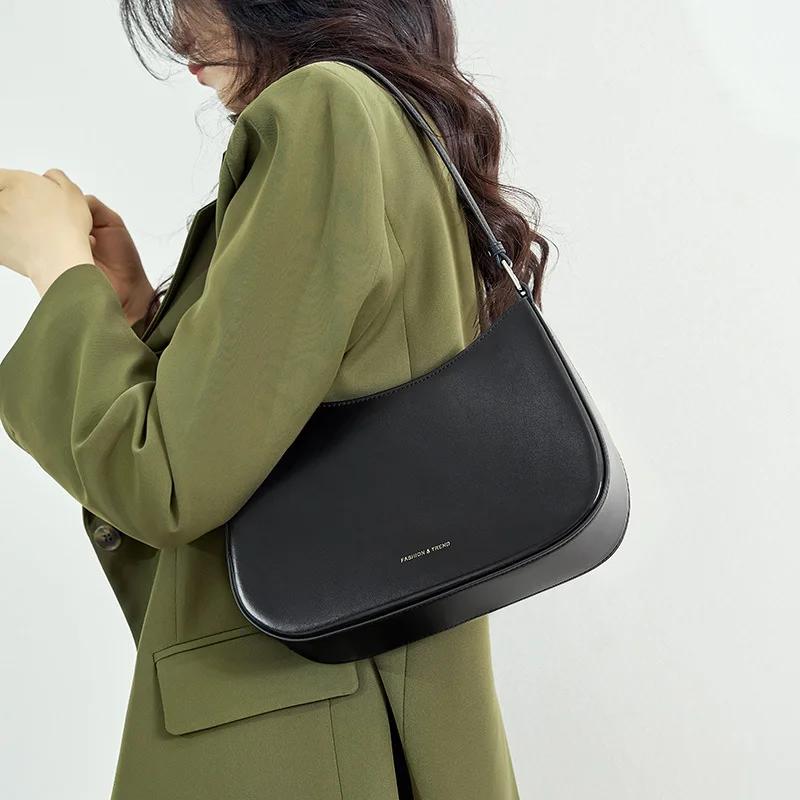 Women's Genuine Leather Shoulder Bag  Baguette Bags  Luxury Designer Bag  Fashion Crossbody Bags  Tofu Bags  Trendy