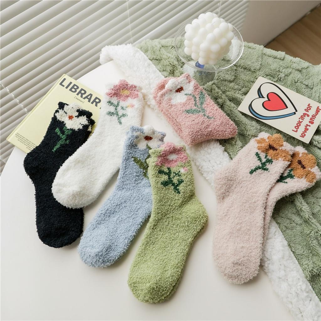 Coral Fleece Socks, Thick Socks, Warm Socks, Sleep Socks, Floor Socks, Mid Length Socks, and Fleece Socks