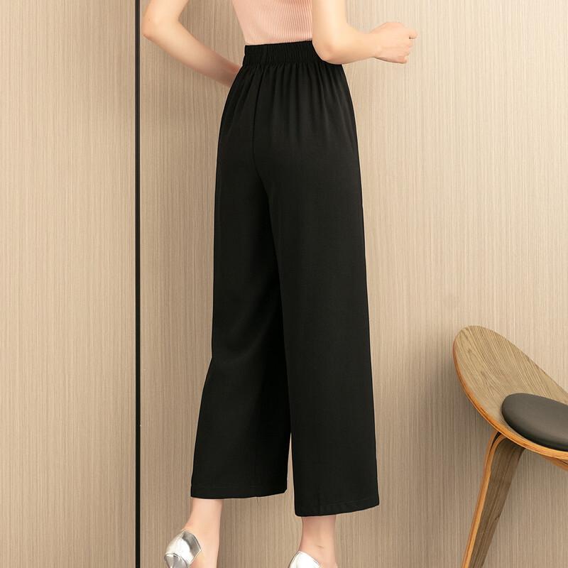 Mid-Aged Women's Summer High-Waist Wide-Leg Pants