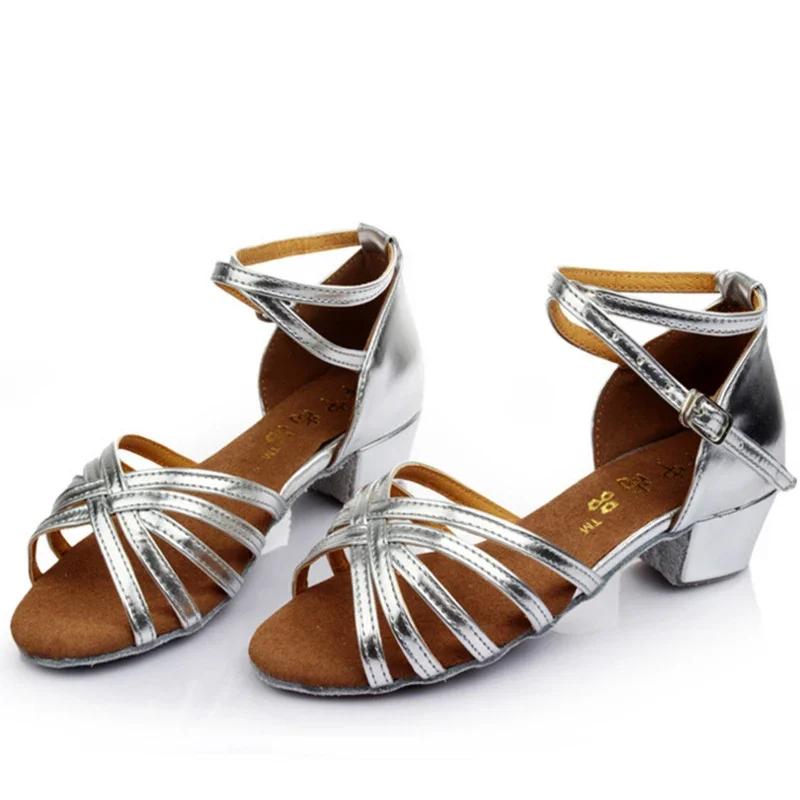 Tanzschuhe Mädchen Tanzschuh Sommer Kind High Heel Sandale Lateinischer Tanzschuh Weich besohlt Quadratischer Tanzschuh Übungs-Tanzschuh
