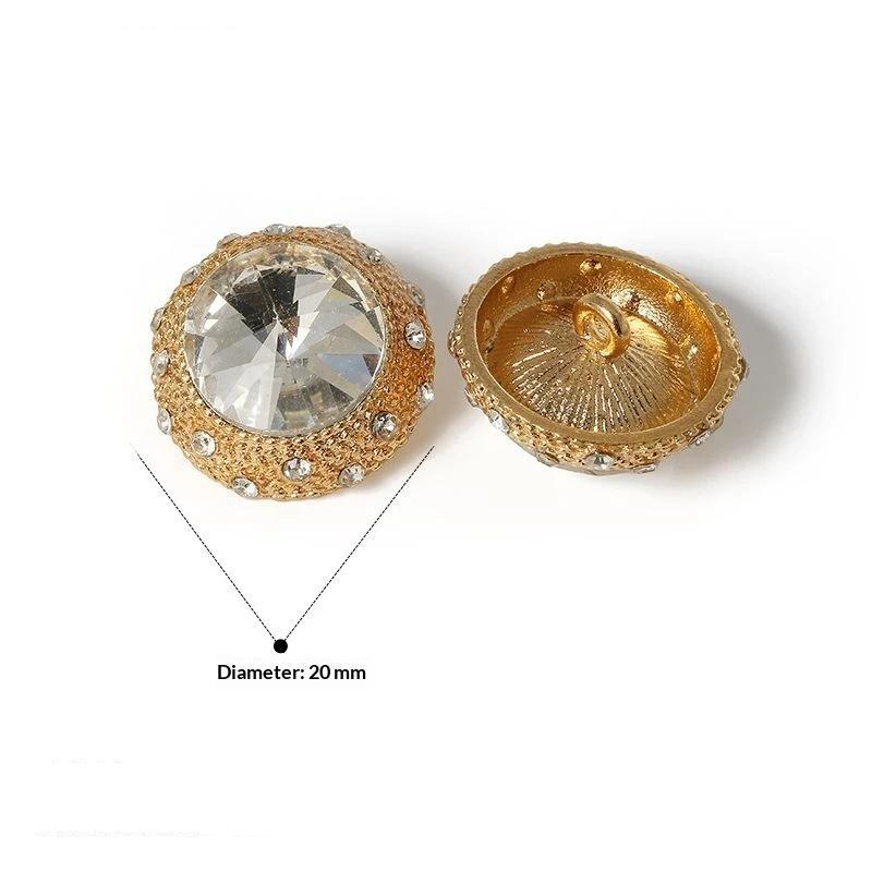 Metal Rhinestone Buttons Large Shiny Glass Crystal Matte Cute Buttons for Kids Clothing DIY Garment Sewing Decoration