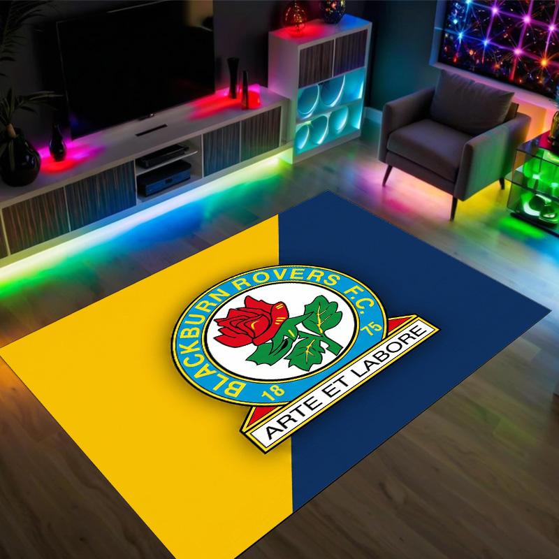 Blackburn Rovers Football Design Crystal Velvet Carpet Cozy Non?Slip Printed Rug For Bedroom Living Room Entrance