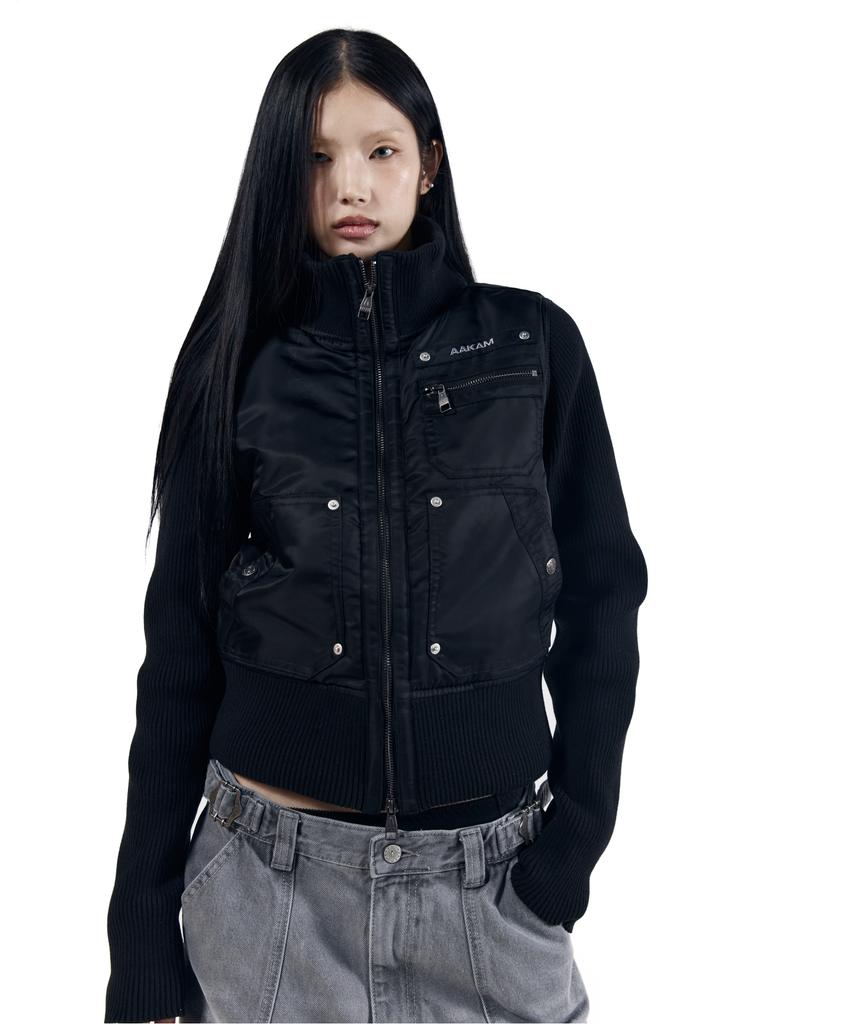 Aakam Knitted Nylon Jacket (Black)