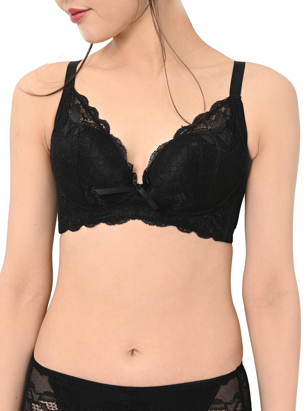 

Женский бюстгальтер большого размера с полной высокой боковой частью, регулируемый 4L [JANJAM], кружевной, с лентами, без косточек, чашка, бюстгальтер, крючки, нижнее белье, черный, чёрный