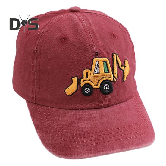Unisex Dětská čepice Praná Retro Baseballová čepice Kreslená Výšivka Bagr Dlouhý okraj Anti-UB ochrana proti slunci Venkovní pokrývka hlavy Sluneční čepice