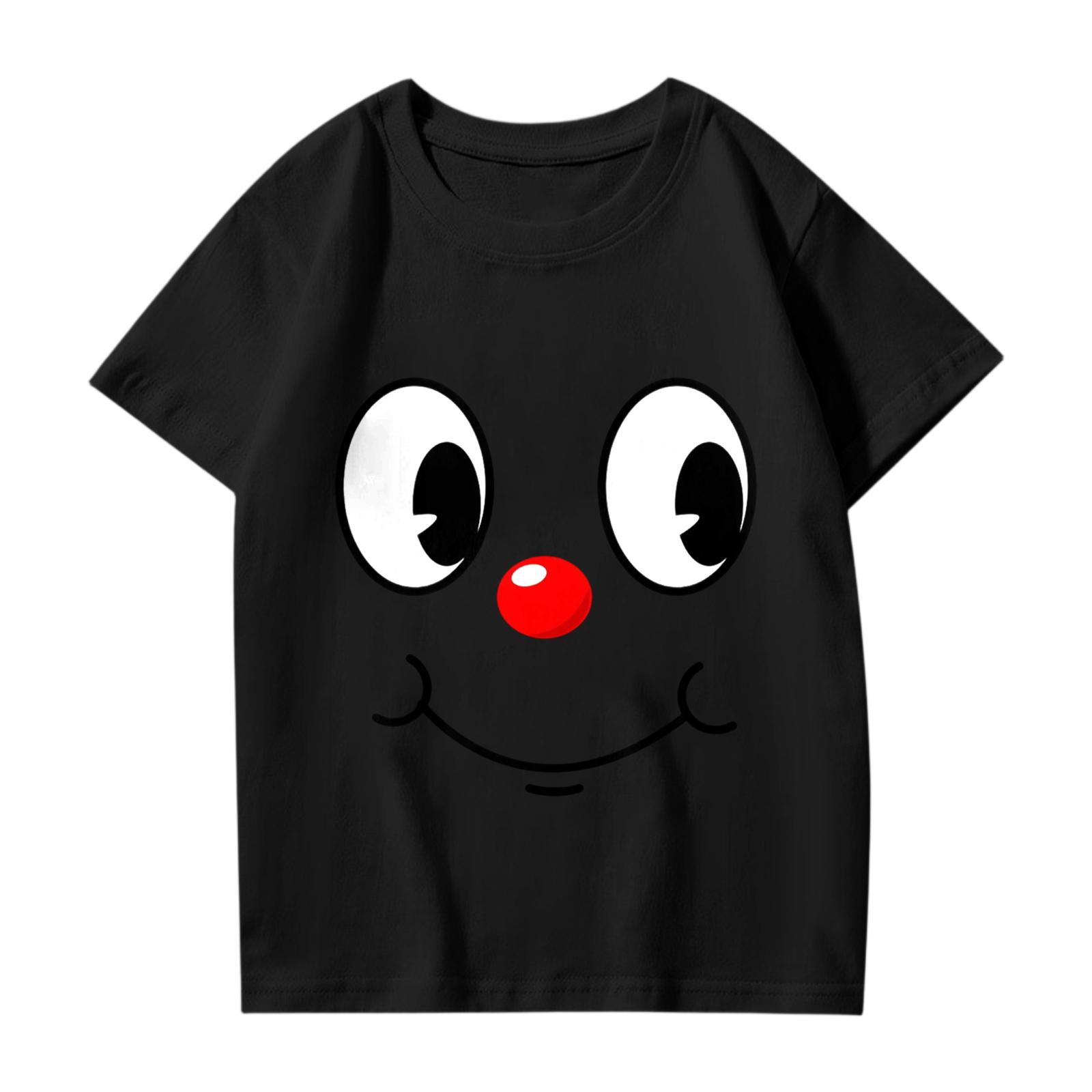 

Модная рабочая одежда с короткими рукавами и круглым вырезом, топы с принтом для детских летних топов 160 чёрный