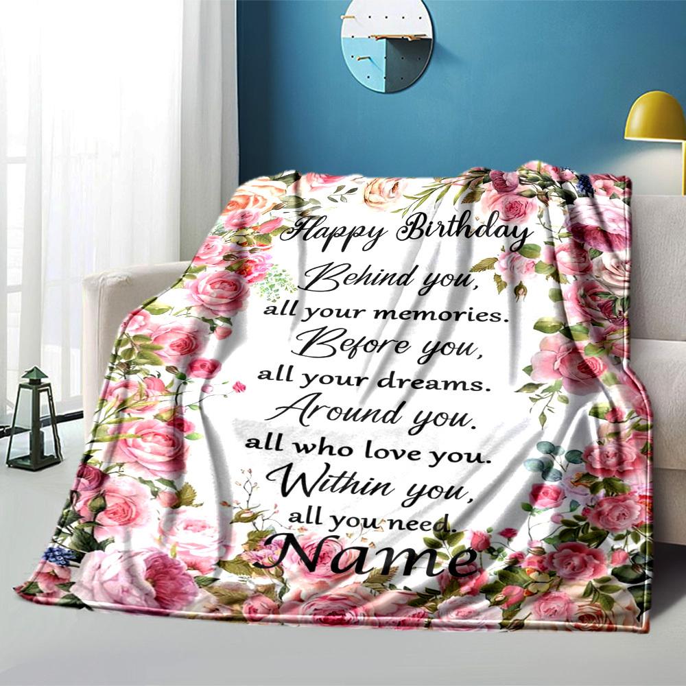 Happy Birthday Behind You All Your Memories Home Customize Your Name Blankets Comfortable Soft Lightweight Multipurpose Blanket For Picnic Sofa Office