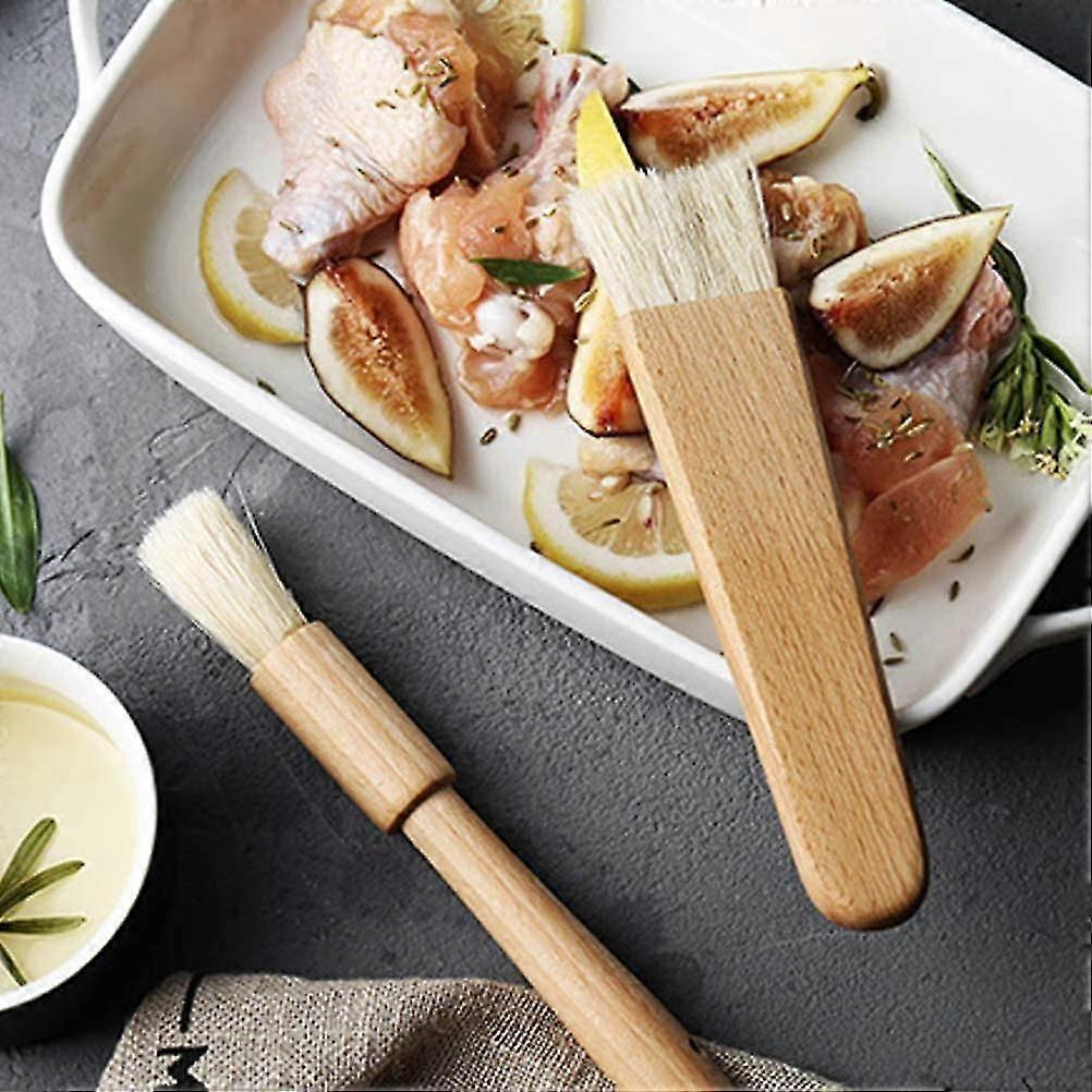 2pcs Bbq Basting Brushes,oil Sauce, Wooden Handle Baking Pastry Butter Brush,wooden Kitchen Utensils