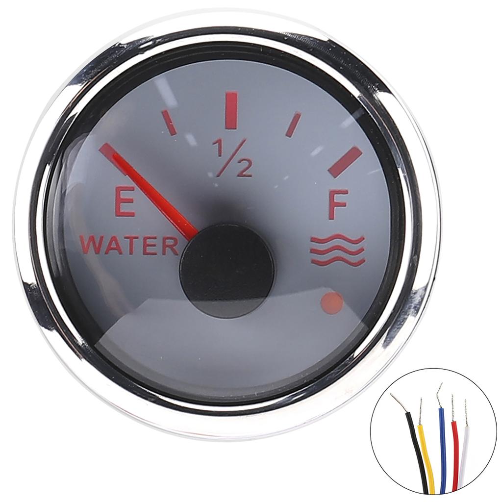 52mm 2in Water Level Gauges 9‑32V DC Smart Alarm for Marine Boat RV 0‑190ohm European Sensor Blanc