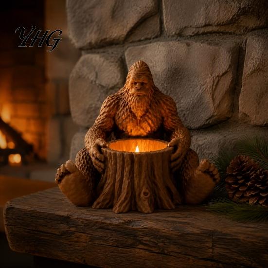 Thoughtful Housewarming Gift Giant Forest Creature Statue Candle Holder, Sitting Tree Stump Tealight Candlestick, Creative Conversation Starter