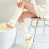 Style Buttons Stripe Lolita Wool Boots Women Leg Warmers Knitted Foot Cover Long Socks Cover