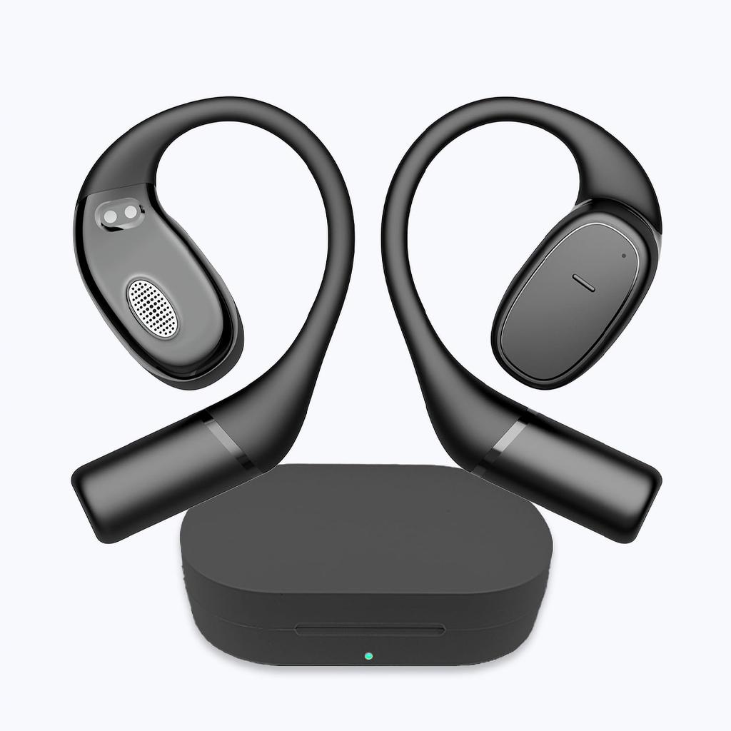 Wireless Bluetooth OWS Air IPX5 Noise Touch Bluetooth Battery Level Up to 28 Hours of Continuous Sound Black Earbuds, Earphones, Conduction,