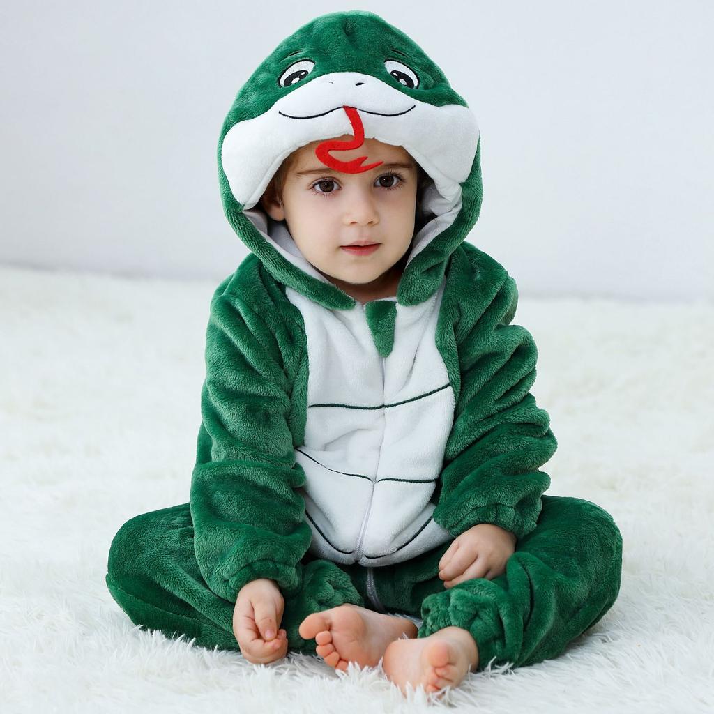 Children's Animal Onesie Pajamas Flannel Sleepwear Winter Warm Homewear Jumpsuit One-Piece Hooded Fleece Rompers Long Sleeve Outfits for Girls Boys