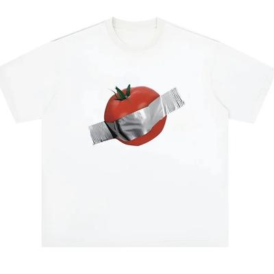 Spoof Tomaten-Print T-Shirt Damenmode Harajuku T-Shirt Ästhetische Kleidung Vintage Grafik T-Shirts Herbst- und Winter-Unterwäsche