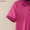ZANZEA Women Casual Turn Down Collar Summer Short Sleeve Polo Dress