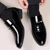 Men Patent Leather Shoes Business Shoes Casual Pointed Toe Slip On Loafers Men Luxury Party Wedding Plus Size Shoes