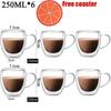 2-6pcs Double-layer Wall Transparent Cup Coffee Milk Drink Mug High Borosilicate Glass Drinkware Heat Resistant Household Office