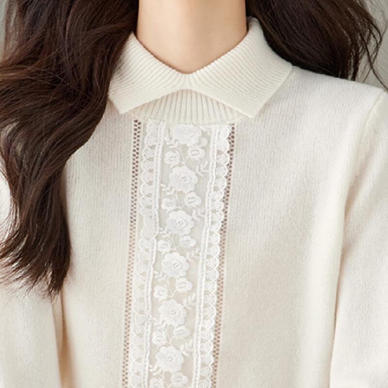 Srcr Women's Premium 100% Wool Collared Knit Sweater