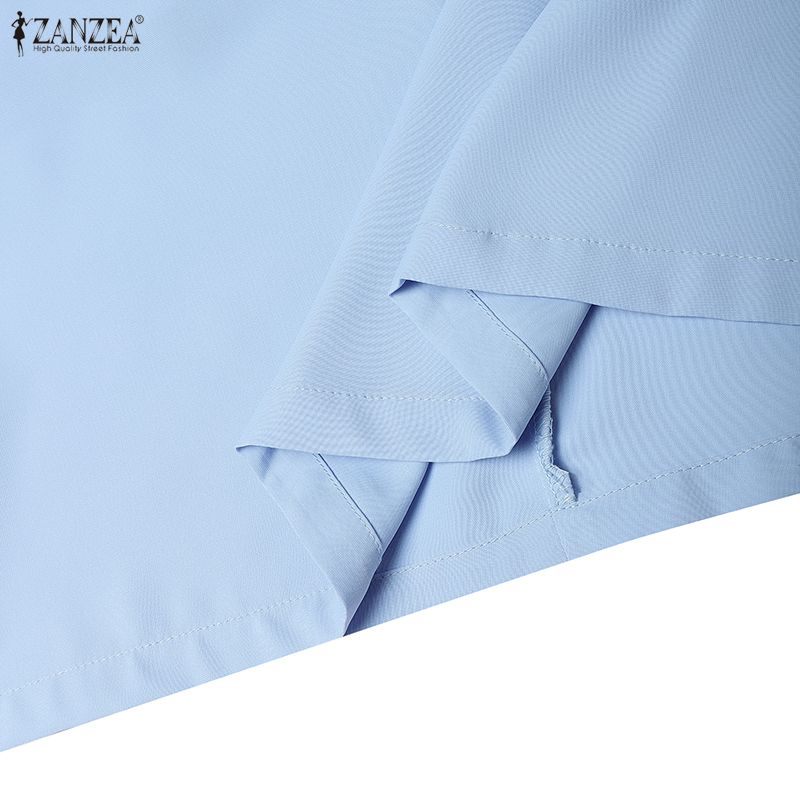 ZANZEA Women Casual V-Neck Summer 3/4 Sleeve Plain Dress