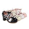 Fashion Cross Strap Women High Heels Mary Jane Pumps Wedding Tea Party White Pink Black Ruffles Bow Maid Princess Cosplay Lolita Shoes
