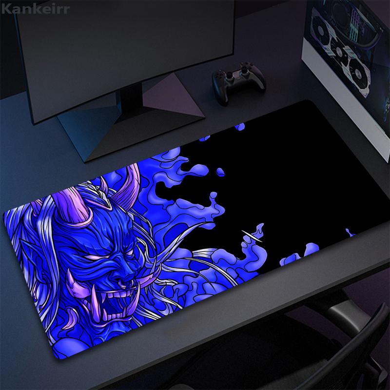 Game Mouse Pad Japanese Samurai Devil Mousepad Black Ghost Face Gamer Deskmat Mousepads Carpet Accessories Big Table Mat x