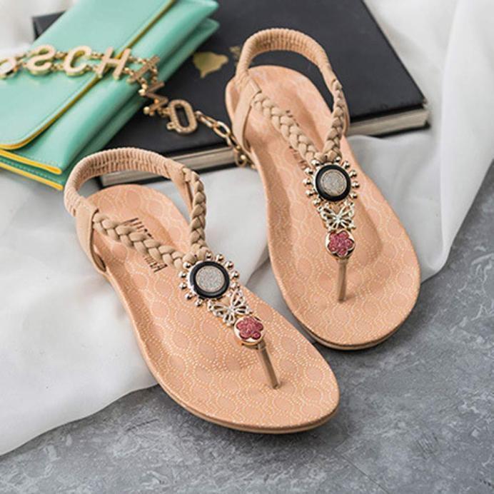 Sandali Bohemia Dolci da Donna con Perline in Pregiato Materiale PU Artificiale