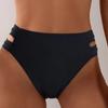 Women's Double Strap High Waist Bikini Bottom Black High Cut Swimwear