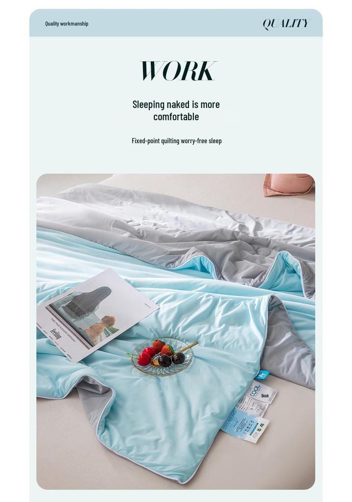 Class A Ice Cream Cooling Silk Quilt: Lightweight, Machine Washable Summer Air Conditioning Blanket