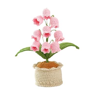 1pc Lilies Of The Valley 5 Colors Home Decor Handmade Flower Potted Elegant Artificial Flowers Crocheted Knitted