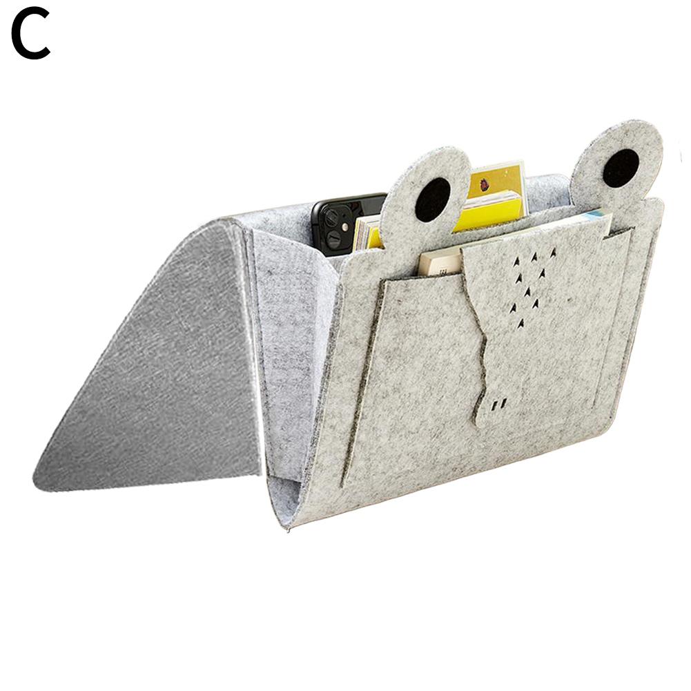 Felt Bedside Storage Bag Cartoon Bedside Organizer Sofa Bed Book Phone Remote Control Hanging Storage Bag Couch Holder Pocket