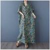 Women's Vintage Long Dress with Cotton and Linen Patterns