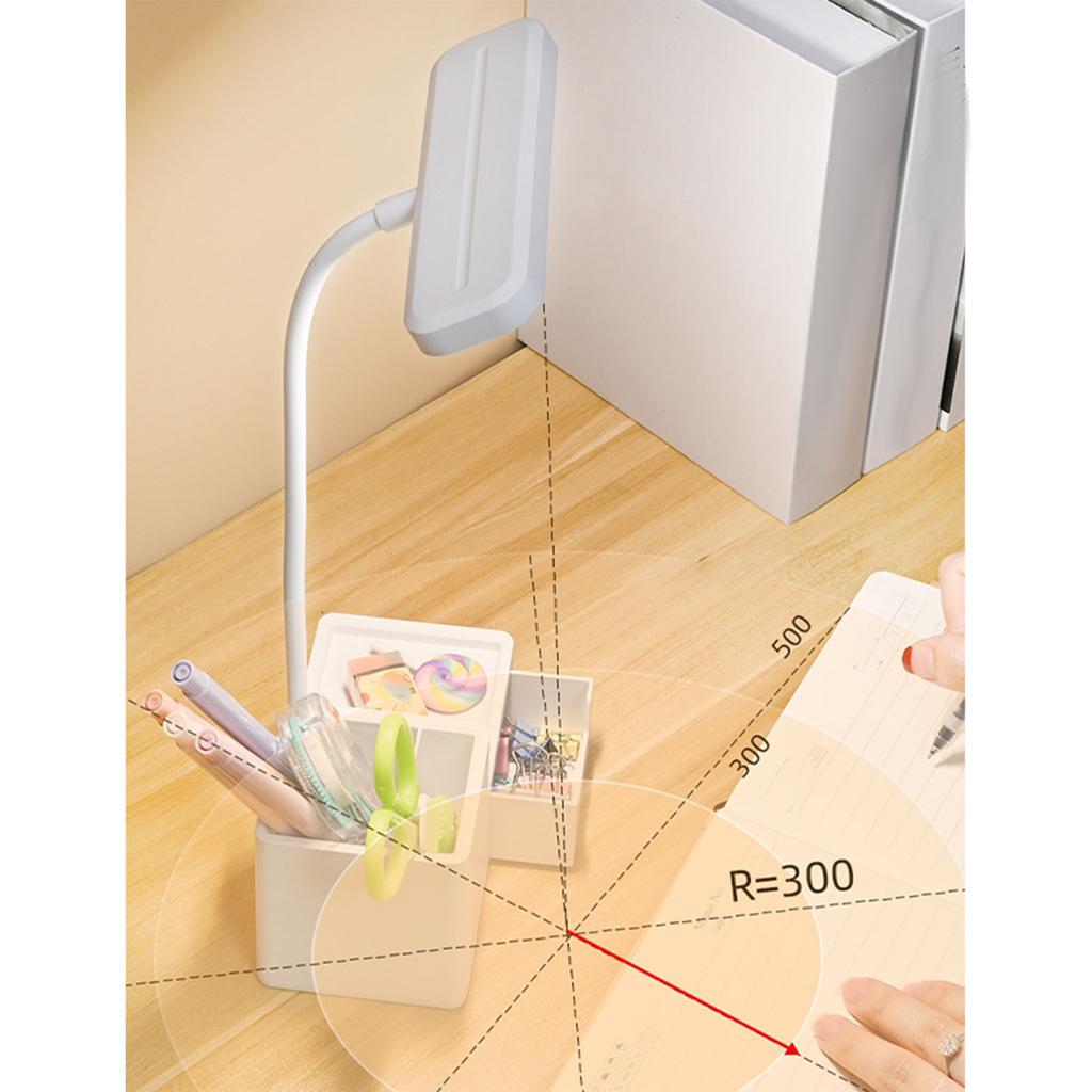 Small LED Desk Lamp Dimmable Eye Caring LED Table Light with Pen Phone Holder for Bedroom Office USB Plug in