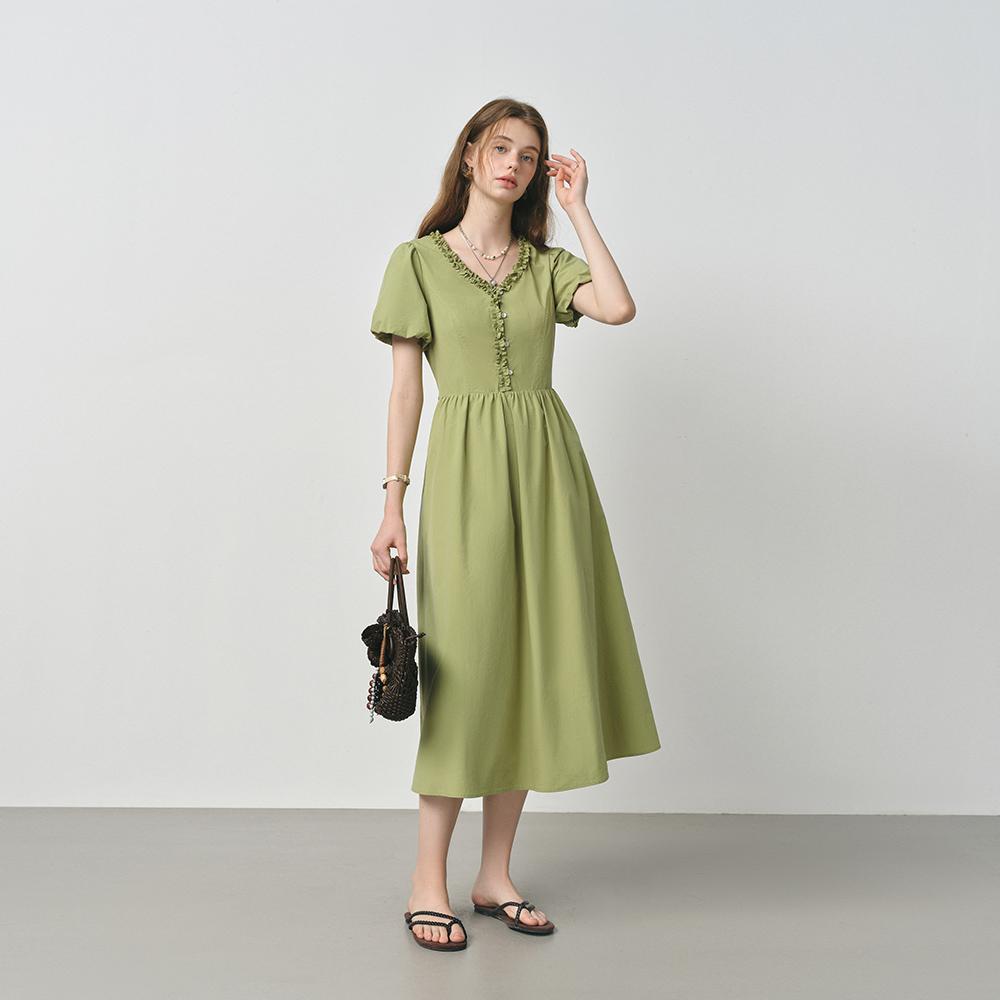 Wednesday Delight Wd_Pastoral Ruffle Puff Sleeve Dress