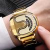 Bestwin Gold Top Brand Luxury Men Watches Unique Design Stainless Steel Band Golden Dropship Relogio Masculino High Quality Male