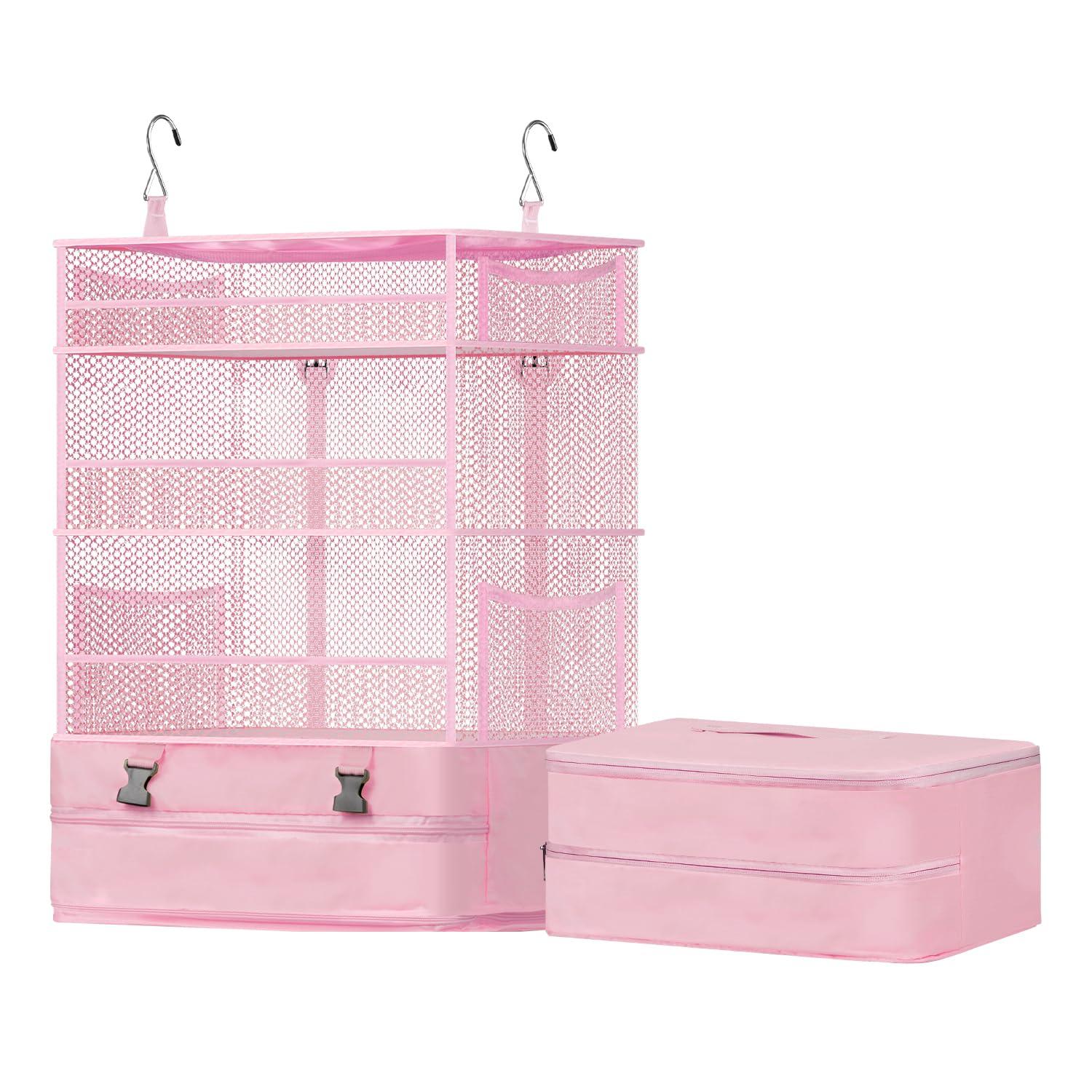 

VARNIC Hanging Storage Travel Pouch with Portable Hanging Storage Case for Business Clothes Large 4 Easy Anti-Drop Net, Closets, Travel, Trips, Rack, розовый